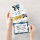 Gearing Up voor Baby en boeken – Robot All In One Uitnodiging (Afscheurbaar)