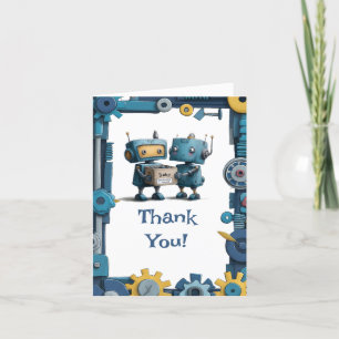 Gearing Up voor Baby - Robot Baby shower Bedankkaart