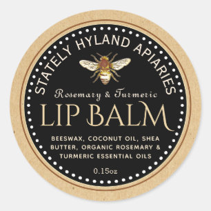 Gearomatiseerde lip Balm Beeswax Honeybee Kraft Bl Ronde Sticker