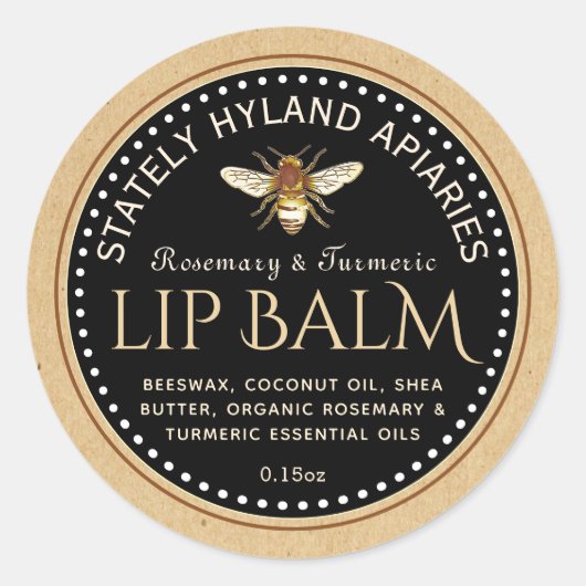 Gearomatiseerde lip Balm Beeswax Honeybee Kraft Bl Ronde Sticker (Voorkant)