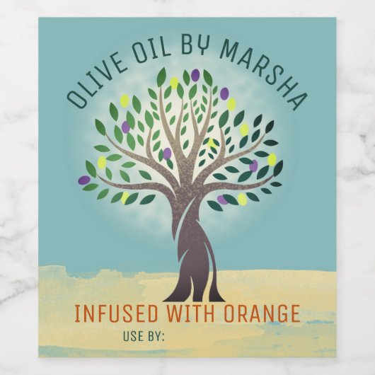 Gearomatiseerde olijfolie gepersonaliseerde inblik wijn etiket (Enkel label)