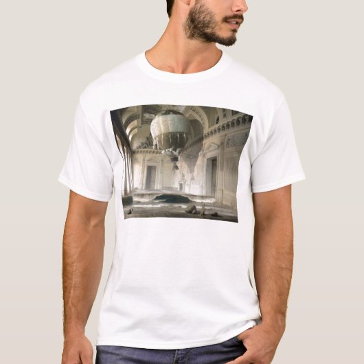 Gearresteerd surrealistische witte t-shirt met ver (Voorkant)