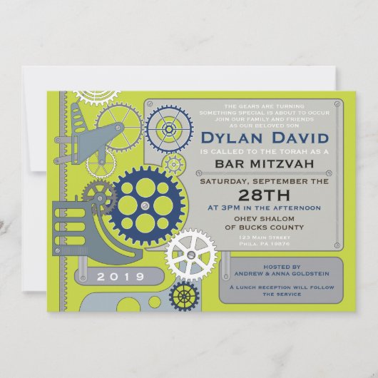 GEARS Bar/Bat Mitswa uitnodiging (Voorkant)