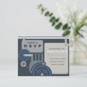GEARS Bar Bat Mitzvah Invitation RSVP Reply Kaart (Staand voorkant)