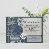 GEARS Bar Bat Mitzvah Uitnodiging (Staand voorkant)