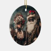 Gears & Cheer: Steampunk Kerstman en mevrouw Claus Keramisch Ornament (Rechts)
