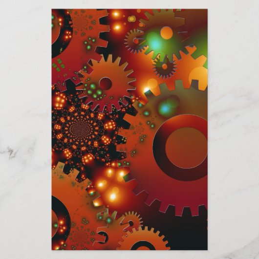 Gears Clock Kantoor Design Digital Art Destiny Briefpapier (Voorkant)