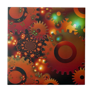 Gears Clock Kantoor Design Digital Art Destiny Tegeltje