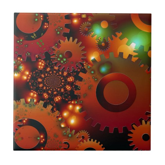 Gears Clock Kantoor Design Digital Art Destiny Tegeltje (Voorkant)