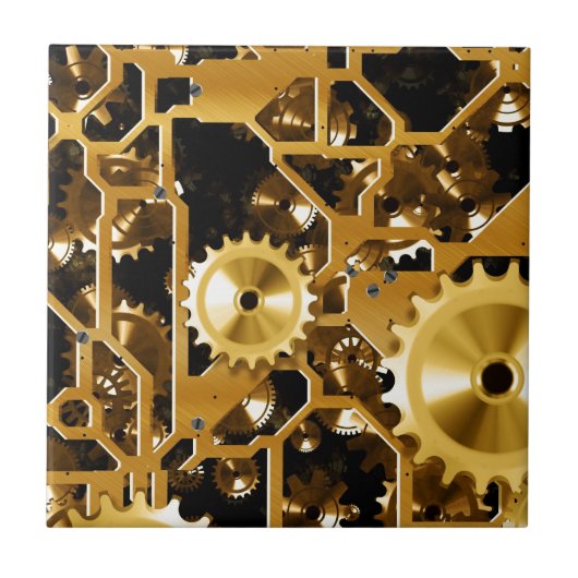 Gears Clock Kantoor Design Digital Art Destiny Tegeltje (Voorkant)