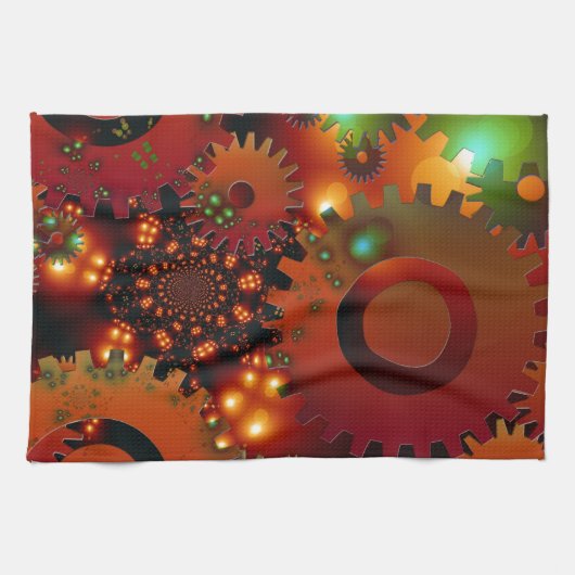 Gears Clock Kantoor Design Digital Art Destiny Theedoek (Horizontaal)