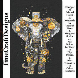 Gears Cogs Wheels Steampunk Elephant AT8 Decoupage Tissuepapier