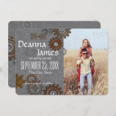 Gears Industrial Steel Grey Bewaar de datum Kaart (Voorkant / Achterkant)