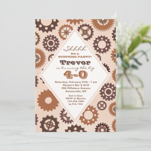 Gears mannelijke uitnodiging (Staand voorkant)