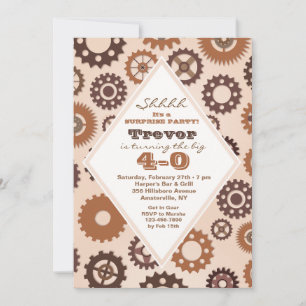 Gears Masculine Invitation Kaart