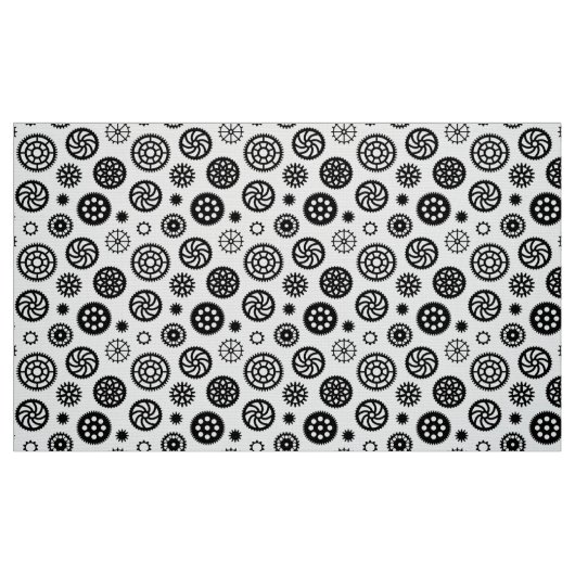 Gears Pattern 070819 - Zwart op wit Stof (Fat Quarter)