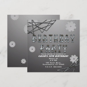 Gears Robot Futuristische Cool Fun Verjaardagsfees Kaart