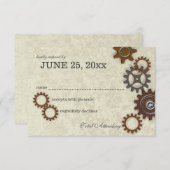 Gears Rustic Industrial Wedding Reactie RSVP Kaartje (Voorkant / Achterkant)