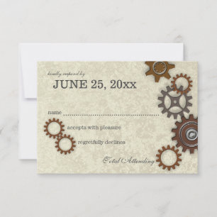 Gears Rustic Industrial Wedding Reactie RSVP Kaartje