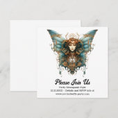 Gearspring Sylph Vlinder Steampunk Bruiloft Aankondiging (Voorkant / Achterkant)