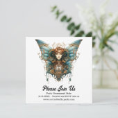 Gearspring Sylph Vlinder Steampunk Bruiloft Aankondiging (Staand voorkant)