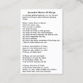 Geascendeerde Meester El Morya Heer van de Eerste  Visitekaartje (Achterkant)