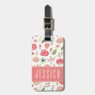 GeASORTEERDE Pastel Flowers White Background Bagagelabel