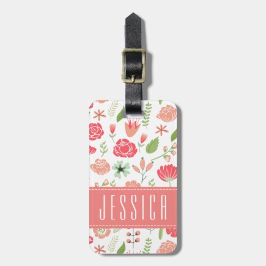 GeASORTEERDE Pastel Flowers White Background Bagagelabel (Voorkant verticaal)