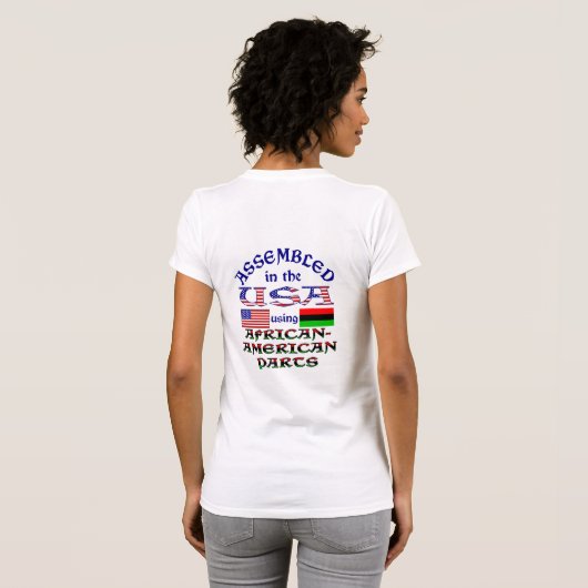 Geassembleerd in de VS met behulp van Afro-Amerika T-shirt (Achterkant volledig)
