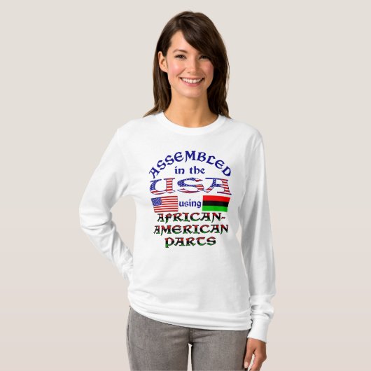 Geassembleerd in de VS met behulp van Afro-Amerika T-shirt (Voorkant volledig)