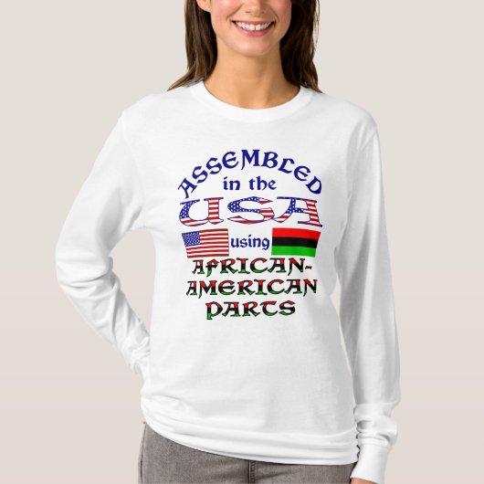 Geassembleerd in de VS met behulp van Afro-Amerika T-shirt (Voorkant)