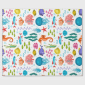 Geassembleerde levensduur van het zee en kleurrijk cadeaupapier (Vlak)