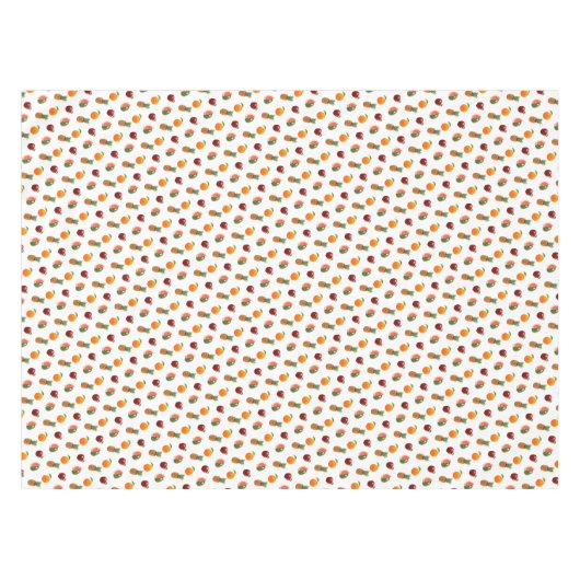 Geassembleerde vruchten op wit tafelkleed (Voorkant (Horizontaal))