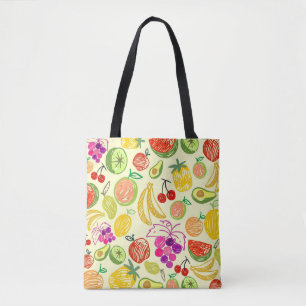 geassorteerd vruchtdoedelpatroon tote bag