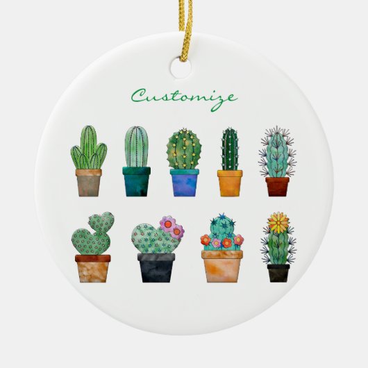 Geassorteerde Cactus Planten Thunder_Cove Keramisch Ornament (Voorkant)