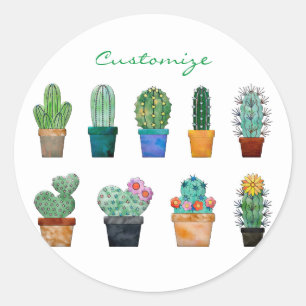 Geassorteerde Cactus Planten Thunder_Cove Ronde Sticker