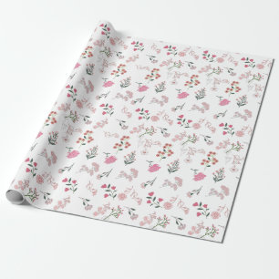 Geassorteerde delicate bloemen in patroon afdrukke cadeaupapier