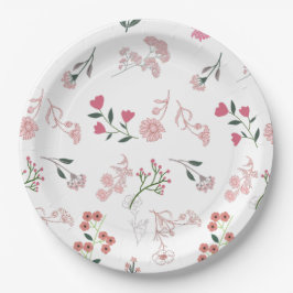 Geassorteerde delicate bloemen in patroon afdrukke papieren bordje