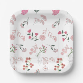 Geassorteerde delicate bloemen in patroon afdrukke papieren bordje