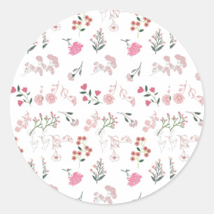 Geassorteerde delicate bloemen in patroon afdrukke ronde sticker