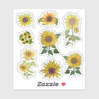 Geassorteerde enkelvoudige en dubbele zonnebloemen sticker