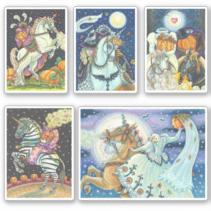 GEASSORTEERDE HOOFDLEZHORSEMAN HORSEWOMAN HALLOEEN STICKER