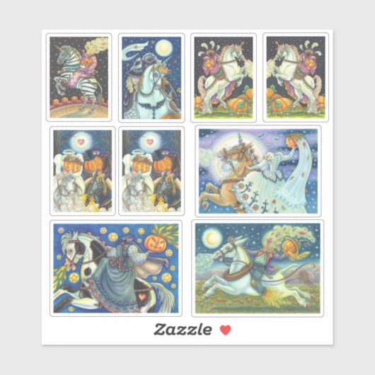 GEASSORTEERDE HOOFDLEZHORSEMAN HORSEWOMAN HALLOEEN STICKER (Vel)