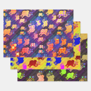 Geassorteerde olifanten inpakpapier vel