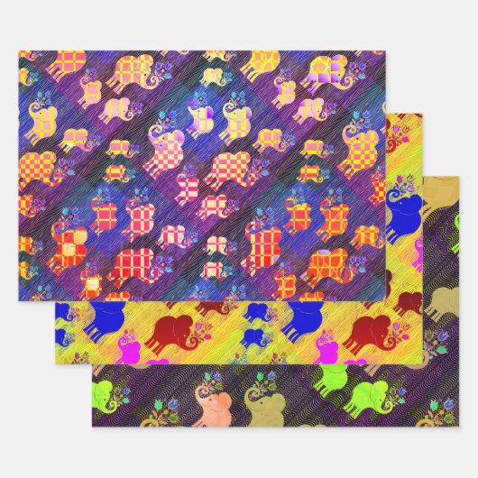 Geassorteerde olifanten inpakpapier vel (Set)