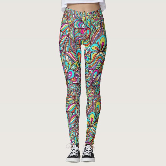 Geassorteerde Psychedelic Swirls Leggings (Voorkant)