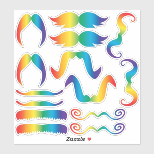 Geassorteerde regenboogsnor sticker (Vel)