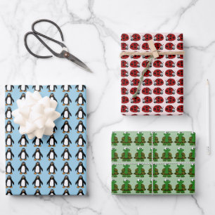Geassorteerde ritters Penguin Ladybug Turtle Inpakpapier Vel