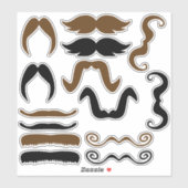 Geassorteerde zwarte en bruine snor sticker (Vel)