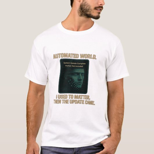 Geautomatiseerde Wereld – AI Update Glitchcore T-shirt (Voorkant)